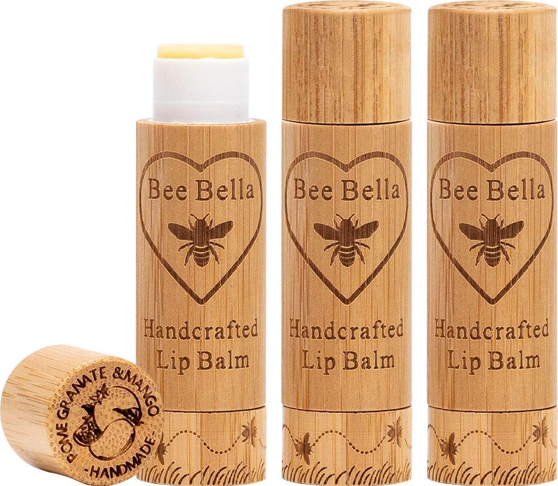 Bee Bella Lip Balm, Pomegranate Mango, 3 Pack - Moisturizing Lip Care, 100% Natural, Original Organic Beeswax with Vitamin E, Handmade in USA - Image 1